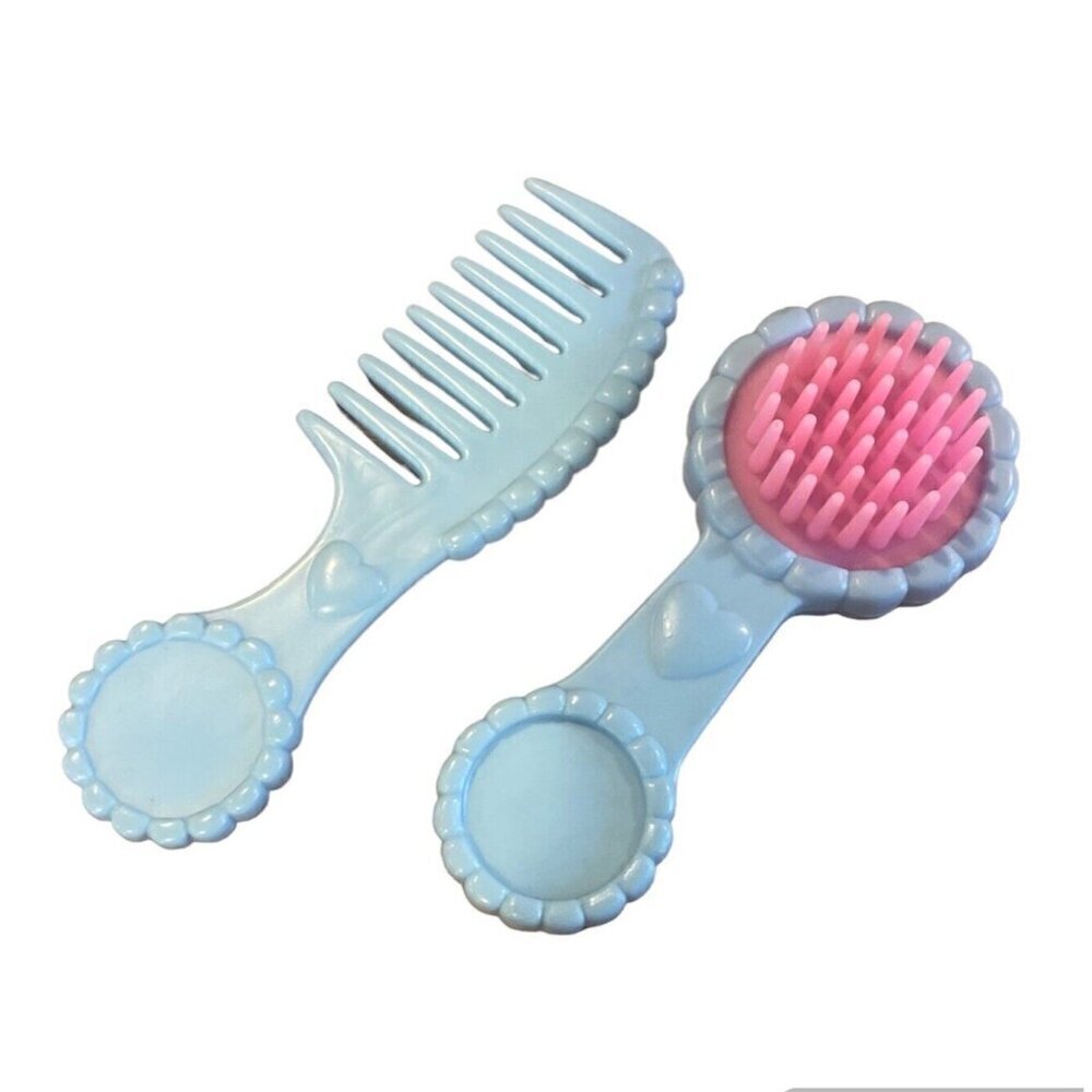 Vintage 1995 6" Pretend Comb Brush Doll Plastic Toy Play Blue Pink 5” MTHK